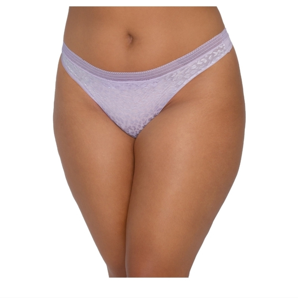 Secret Treasures Thong Leaf Lace Lavender Purple